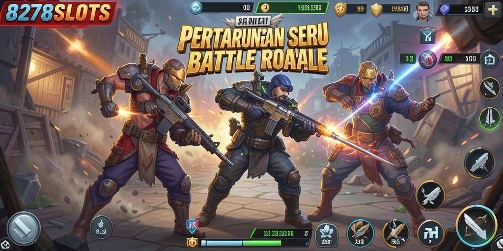 Gambaran permainan intens dalam 8278SLOTS Battle Royale.