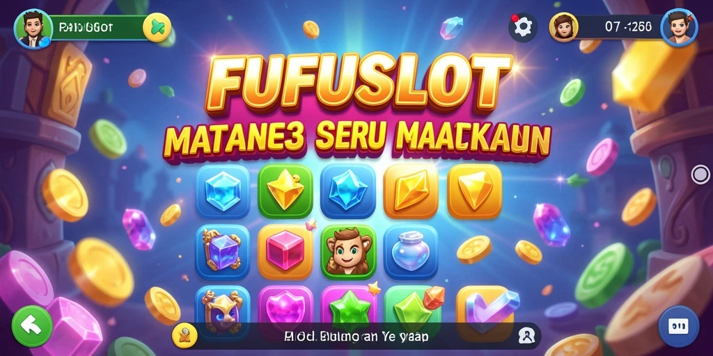 Tampilan gameplay seru dalam FUFUSLOT dengan aksi Match-3 yang memukau.