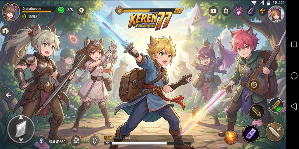 Tampilan gameplay KEREN77 yang seru dan penuh warna.