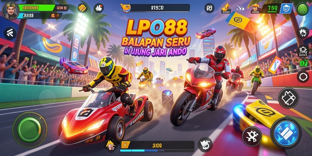 Tampilan gameplay LPO88 dengan aksi balapan yang seru dan grafis menawan.
