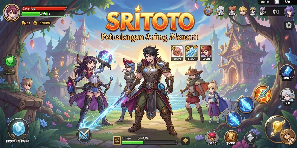 Tampilan gameplay SRITOTO yang penuh warna dan karakter Anime yang menarik.